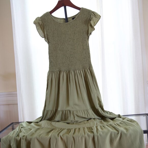 KYL Olive Smocked Tiered Maxi Dress - Picture 7 of 8